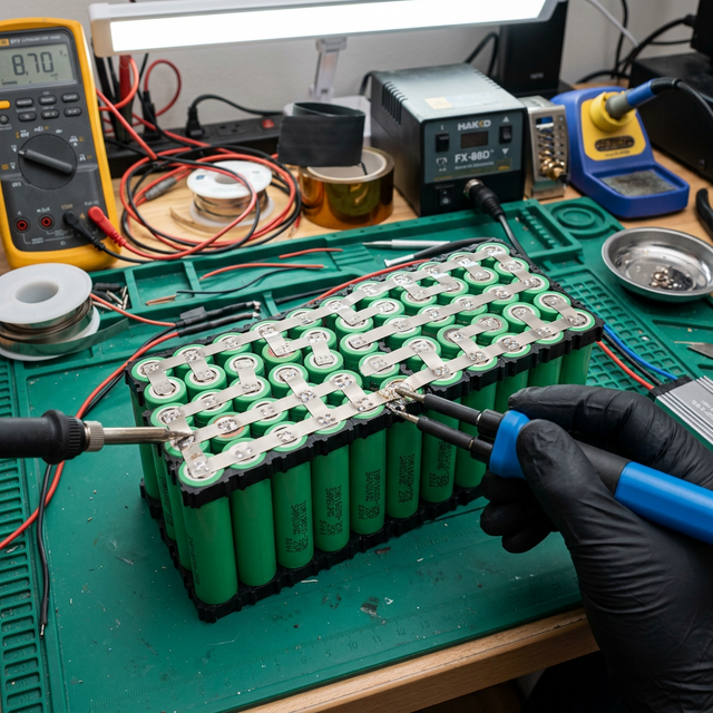 Zusammenbau eines DIY 18650 Akkupacks mit Punktschweißgerät und Nickelband